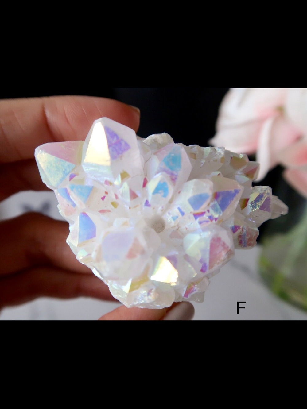 Iridescent Angel Aura Quartz Cluster Incense Holder